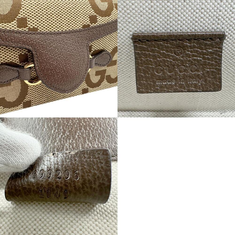 Gucci Horsebit Jumbo GG Canvas Leather Crossbody Bag Gold Brown - Picture 5 of 5